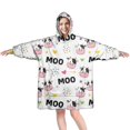 thumbnail image 1 of Wearable Oversized Blanket,White Cow Moo Colorful Pattern Wearable Blanket Hoodie for Adults,Cozy Hooded Blankets with Super Pockets,Super Warm Fuzzy Pullover for Women & Men, 1 of 6