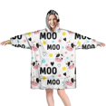 thumbnail image 1 of Wearable Oversized Blanket,White Cow Moo Dot Heart Pattern Wearable Blanket Hoodie for Adults,Cozy Hooded Blankets with Super Pockets,Super Warm Fuzzy Pullover for Women & Men, 1 of 6