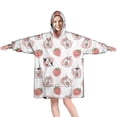 thumbnail image 1 of Wearable Oversized Blanket,White Cow Strawberry Jar Pattern Wearable Blanket Hoodie for Adults,Cozy Hooded Blankets with Super Pockets,Super Warm Fuzzy Pullover for Women & Men, 1 of 6