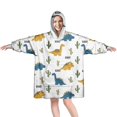 thumbnail image 1 of Wearable Oversized Blanket,White Dinosaurs Cacti ROAR Pattern Wearable Blanket Hoodie for Adults,Cozy Hooded Blankets with Super Pockets,Super Warm Fuzzy Pullover for Women & Men, 1 of 6