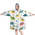 thumbnail image 1 of Wearable Oversized Blanket,White Dinosaurs Clouds Leaves Pattern Wearable Blanket Hoodie for Adults,Cozy Hooded Blankets with Super Pockets,Super Warm Fuzzy Pullover for Women & Men, 1 of 6