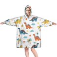 thumbnail image 1 of Wearable Oversized Blanket,White Dinosaurs Palms Stars Pattern Wearable Blanket Hoodie for Adults,Cozy Hooded Blankets with Super Pockets,Super Warm Fuzzy Pullover for Women & Men, 1 of 6
