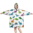 thumbnail image 1 of Wearable Oversized Blanket,White Dinosaurs Pattern Wearable Blanket Hoodie for Adults,Cozy Hooded Blankets with Super Pockets,Super Warm Fuzzy Pullover for Women & Men, 1 of 6