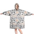 thumbnail image 1 of Wearable Oversized Blanket,White Halloween Skull Pumpkin Pattern Wearable Blanket Hoodie for Adults,Cozy Hooded Blankets with Super Pockets,Super Warm Fuzzy Pullover for Women & Men, 1 of 6