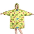 thumbnail image 1 of Wearable Oversized Blanket,Yellow Dinosaurs Geometric Pattern Wearable Blanket Hoodie for Adults,Cozy Hooded Blankets with Super Pockets,Super Warm Fuzzy Pullover for Women & Men, 1 of 6