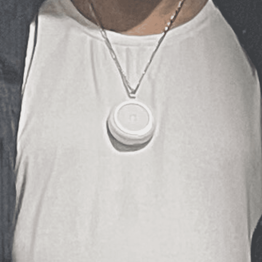 Wearable Personal Air Purifier Necklace, White Gold, 14k Gold-Plated - 22"