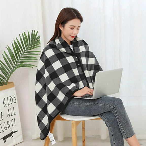 Wearable Plaid Fleece Blanket With Button Shawl Blankets For Office Sleep Winter Warm Travel Sofa Bed Throw Blanket