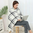 thumbnail image 1 of Wearable Plaid Fleece Blanket With Button Shawl Blankets For Office Sleep Winter Warm Travel Sofa Bed Throw Blanket, 1 of 7