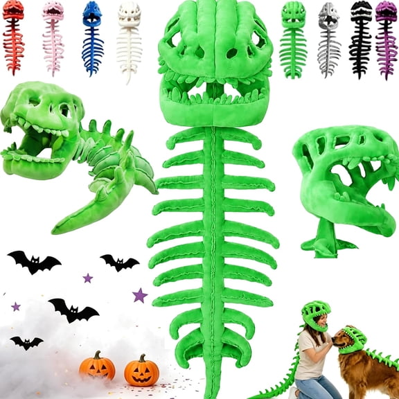 Wearable Plush Dino Skeleton Costume With Spine