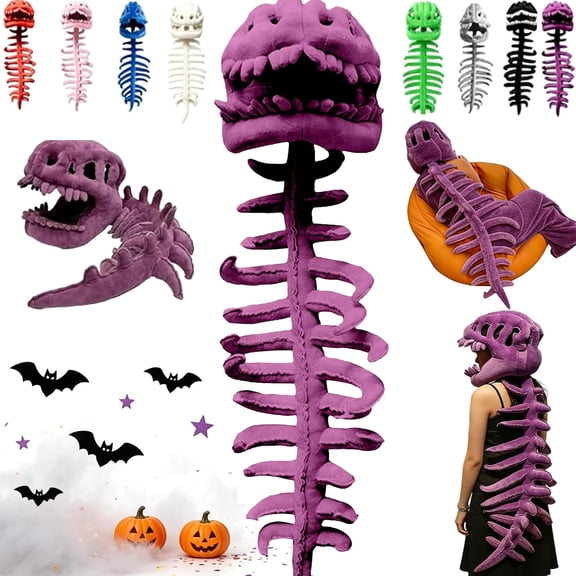 Wearable Plush Dino Skeleton Costume With Spine