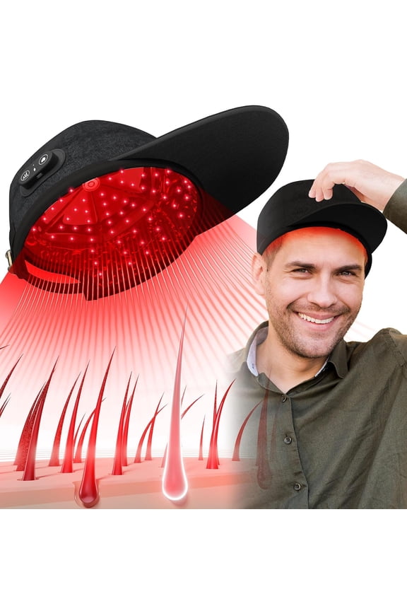 Wearable Red Light Cap for Scalp Wellness, Discreet Hands-Free Light Device with Adjustable Fit for At-Home Hair Care Routines, Portable & Rechargeable