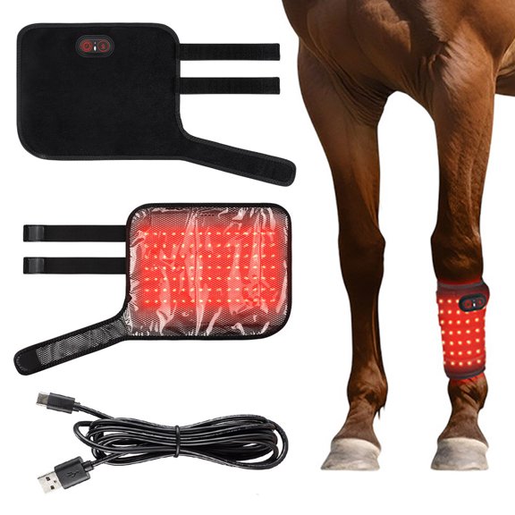 Wearable Red Light Therapy Leg Wrap for Horses & Large Dogs, LED Heating Hoof Boot with Timer, Adjustable Pet Leg Support for Muscle Joint Recovery
