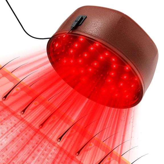 Wearable Scalp Care Helmet with Red Light, Discreet Hands-Free Light Device for At-Home Hair Wellness Routines, Full Coverage, Brown