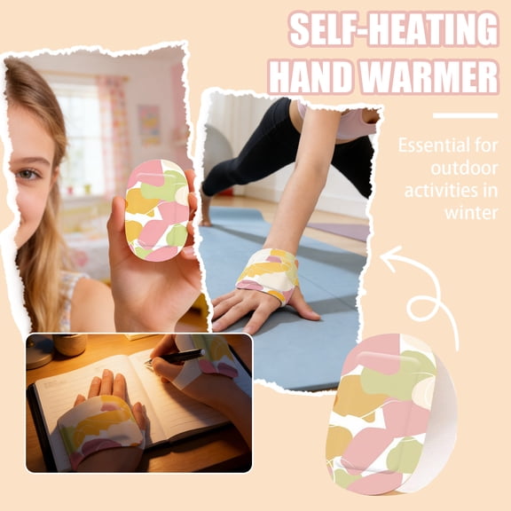 Wearable Self-Heating Hand Warmer 6 Piece Set 4-8 Hours Long Lasting Steam Heat Multi-Positional Use Soft Elastic Band Warm Cold Proof for Outdoor Winter Hiking Camping Home Office