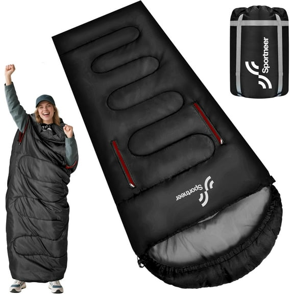 Wearable Sleeping Bag for Adults and Kids – Walkable with Arm Zippers, Warm Weather and Cold Weather Use, Waterproof, Compact for Camping Travel and Backpacking
