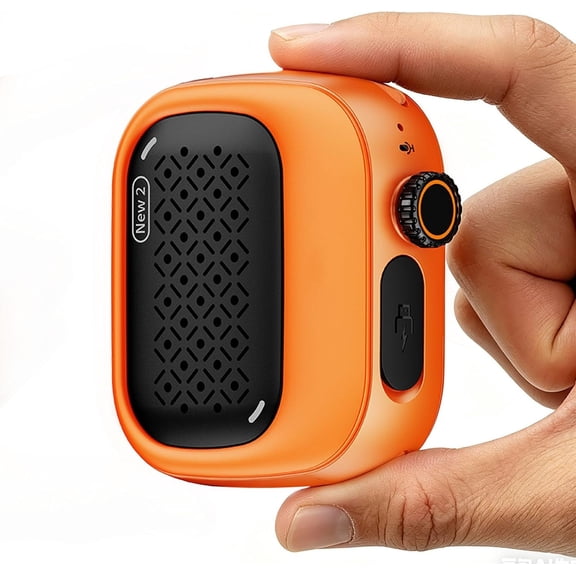 Wearable Speaker, 43g Mini Clip- Speaker, 3 Wearable Ways, Ultra-Light, for Hiking, Swimming, Shower, Outdoor Activities(Orange)