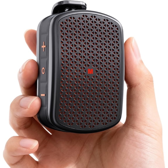 Wearable Speaker with Clip, IPX7 Mini Personal Speaker for Construction Job Site, Golf Cart, Hiking, Small Clip with Mic, BT 5.4, TWS, Black