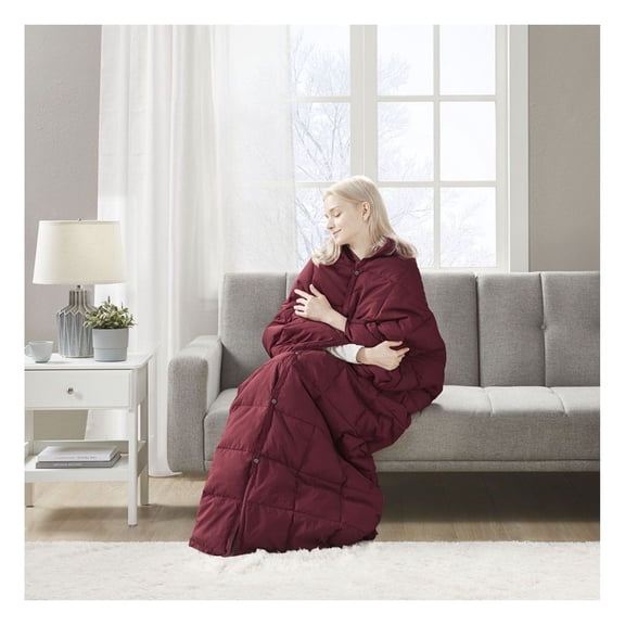 Wearable Throw Blanket, Goose Down Filled, Oversized Heated Wrap, Water Repellent, Camping & Sporting Events, Machine Washable