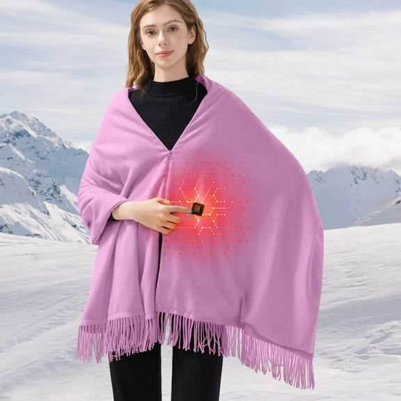 Wearable USB Heated Blanket Shawl, Heated Throw Blanket Plush USB Electric Throw Blanket Portable Heated Blanket,Cordless Heated Throw Blanket for Women Shoulder and Neck