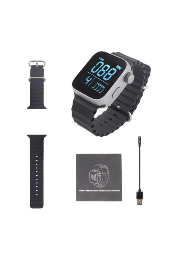 Electronic Metronome Watch - Vibration Silent Design - For Music Practice & Exercise - Waterproof with Long Battery - Magnetic Charging
