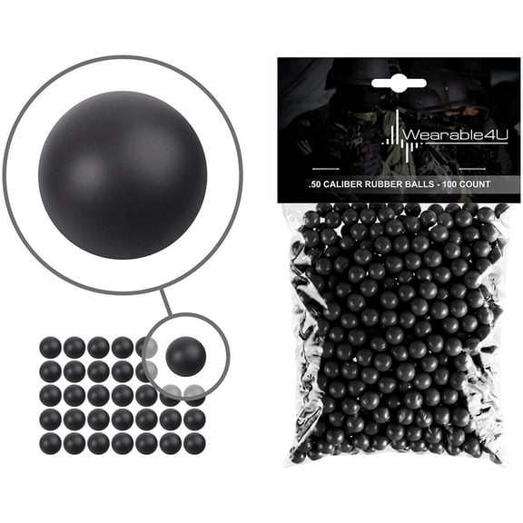 Wearable4U New Reusable Training Soft Rubber Balls 100 Pack .50 Cal Black