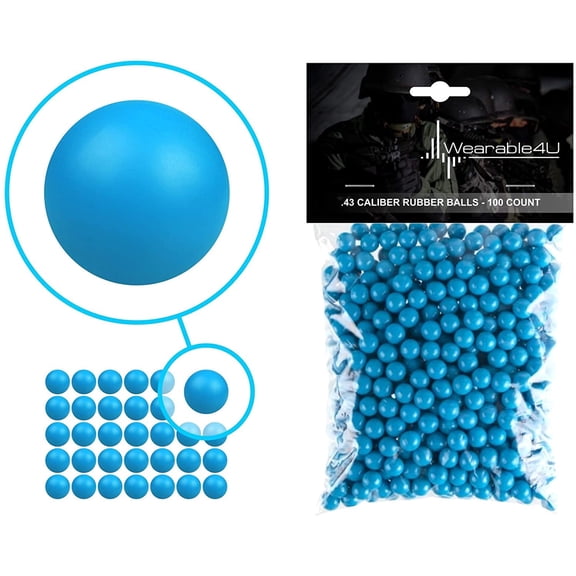 Wearable4U New Reusable Training Soft Rubber Balls 100 pack .43 Caliber (Blue Color)