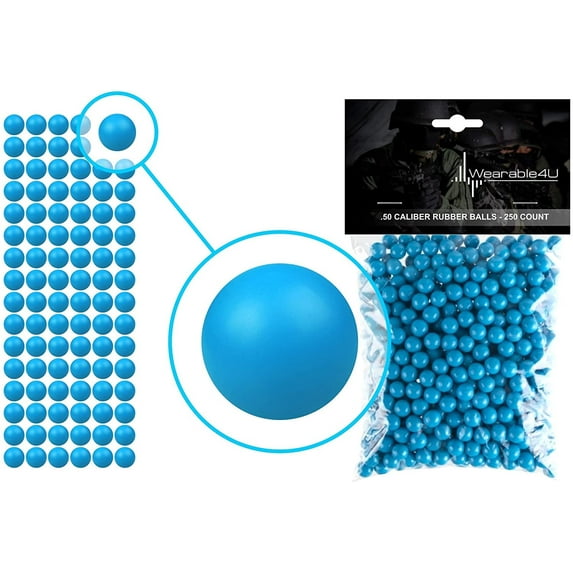 Wearable4U New Reusable Training Soft Rubber Balls 250 pack .50 Caliber (Blue Color)