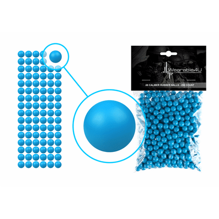 Wearable4U New Reusable Training Soft Rubber Balls 250 pack .68 Caliber (Blue Color)