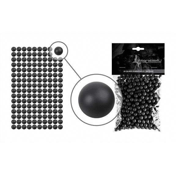 Wearable4U New Reusable Training Soft Rubber Balls 500 pack .68 Caliber (Black Color)