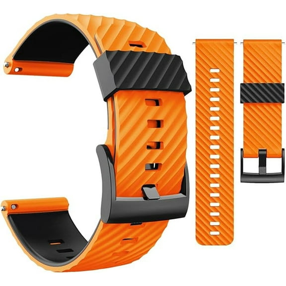 Wearable4U Suunto 7 / Suunto 9 Soft Silicone Wristband Strap 24mm QuickFix (Orange/Black)