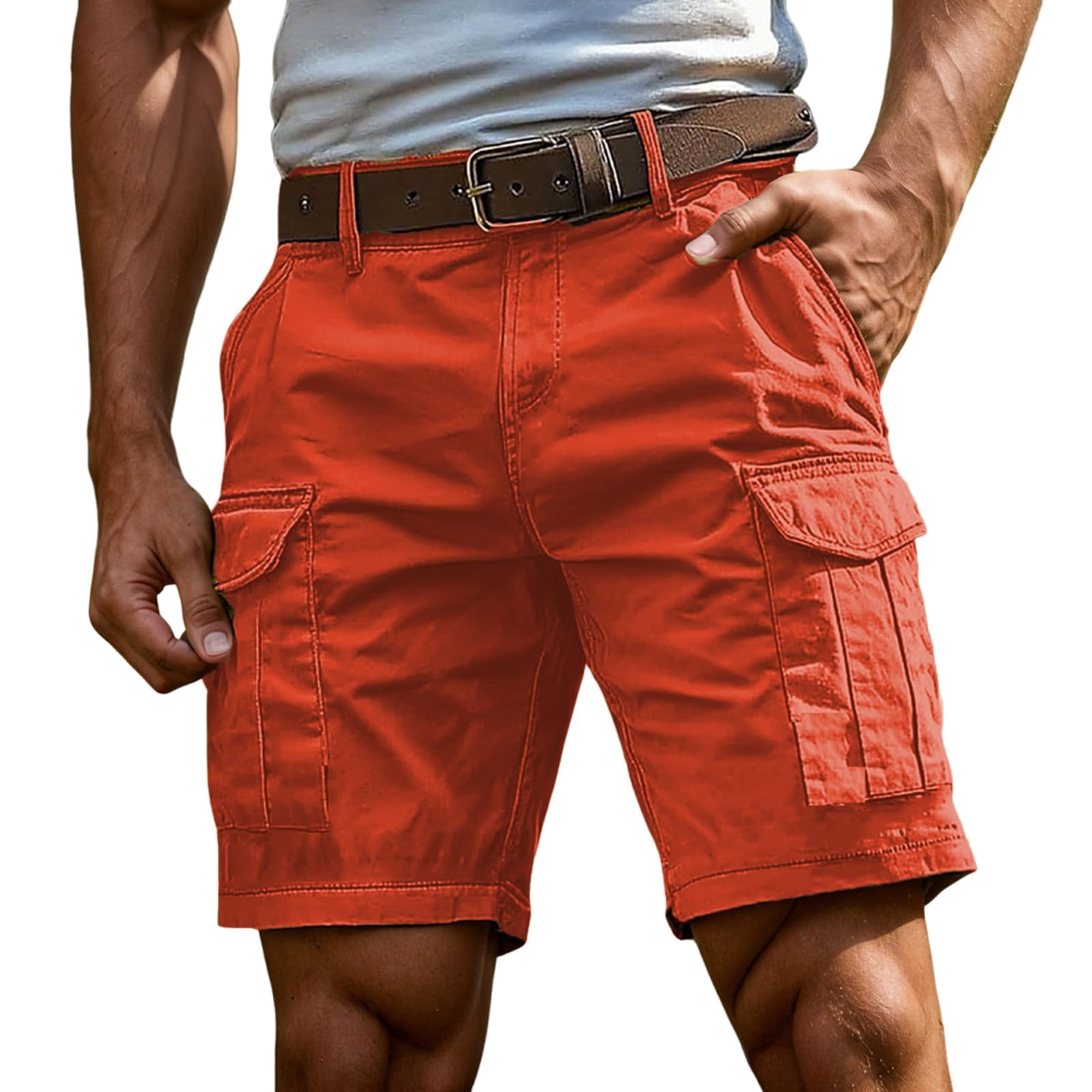 Wearcinder Mens Twill Cargo Shorts with Pockets