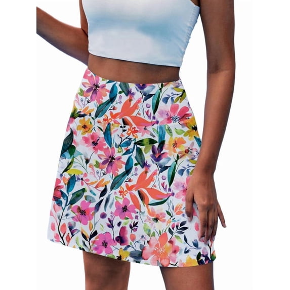 Weardear 18" High Waisted Skirts for Women Pleated Athletic Skorts with 4 Pockets Inner Drawstring Golf Skirts for Tennis Workout