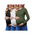 thumbnail image 1 of Weardear 3 Pack Maternity Shirts Ruched Side Long Sleeve Pregnancy Basic T-Shirt Casual Round Neck Pregnant Tops, 1 of 6