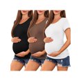 thumbnail image 1 of Weardear 3 Pack Maternity Shirts Side Ruched Short Sleeve Pregnancy Tee Tops Crew Neck Tunic, 1 of 5