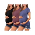 thumbnail image 1 of Weardear 3 Pack Maternity Shirts Side Ruched Short Sleeve Pregnancy Tee Tops Crew Neck Tunic, 1 of 5