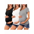thumbnail image 1 of Weardear 3 Pack Maternity Shirts Side Ruched Short Sleeve Pregnancy Tee Tops Crew Neck Tunic, 1 of 5