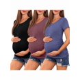 thumbnail image 1 of Weardear 3 Pack Maternity Shirts Side Ruched Short Sleeve Pregnancy Tee Tops Crew Neck Tunic, 1 of 5
