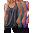 thumbnail image 1 of Weardear 3 Pack Racerback Tank Tops for Women Moisture Wicking Athletic Shirts with Banded Bottom Loose Tummy Flattering Running Tops, 1 of 6