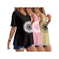 thumbnail image 1 of Weardear 3 Pack Women's Maternity Shirts V Neck Cuff Fold Pregnancy Tunic Tops Split Side Short Sleeve Pregnant Clothes, 1 of 6