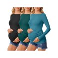 thumbnail image 1 of Weardear 3 Packs Maternity Tops Long Sleeve Boat Neck Pregnancy Tunic T Shirts Side Ruched Casual Pregnant Clothes, 1 of 6