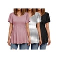 thumbnail image 1 of Weardear 3 Packs Womens Maternity Shirts Flying Short Sleeve V Neck T-Shirt Summer Empire Waist Pregnancy Tops, 1 of 6