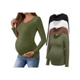 thumbnail image 1 of Weardear 4 Pack Maternity Shirt Long Sleeve Side Ruched Pregnancy Tunic Tops Casual V Neck T Shirts for Women, 1 of 6