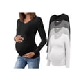 thumbnail image 1 of Weardear 4 Pack Maternity Shirt Long Sleeve Side Ruched Pregnancy Tunic Tops Casual V Neck T Shirts for Women, 1 of 6