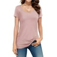 thumbnail image 1 of Weardear Blouses for Women Dressy Casual Tops Pleated Ruffle Short Sleeve T-Shirts Summer Loose V Neck Tunic Top, 1 of 4