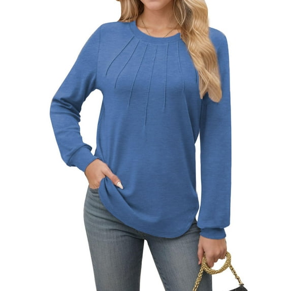 Weardear Blouses for Women Dressy Long Sleeve Shirts Casual Spring Tunic Tops with Pleats