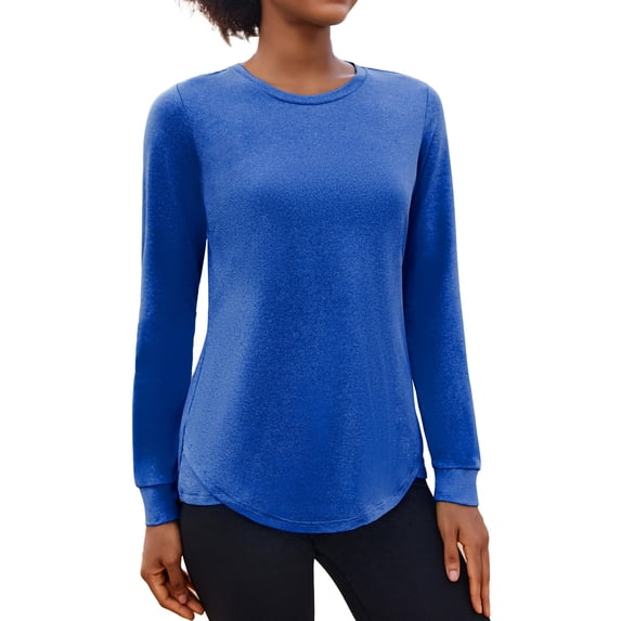 Weardear Long Sleeve Workout Tops for Women Crewneck Yoga Shirts Lightweight Athletic Gym Running Sport Casual T-Shirt