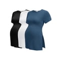 thumbnail image 1 of Weardear Maternity Shirts Side Split Tops Short Sleeve Crew Neck Tops(3 pack), 1 of 6