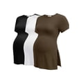 thumbnail image 1 of Weardear Maternity Shirts Side Split Tops Short Sleeve Crew Neck Tops(3 pack), 1 of 6