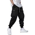thumbnail image 1 of Weardear Men's Cargo Pants Flap Pocket Drawstring Elastic Waist Pants Letter Graphic Street Cargo Pants, 1 of 5