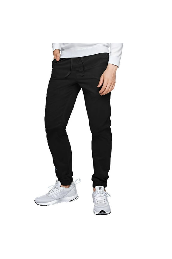 Men's Chino Joggers Pant Elastic Waist with Drawstring Workout Pants Slim Fit Casual Trousers